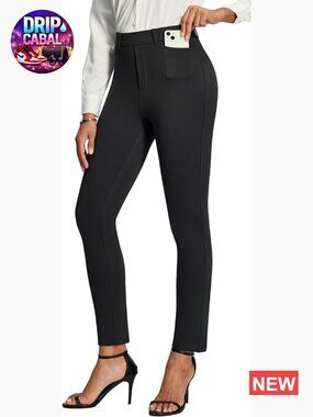 Stretchy Ponte Work Pants Pull On Skinny Fit with Pockets